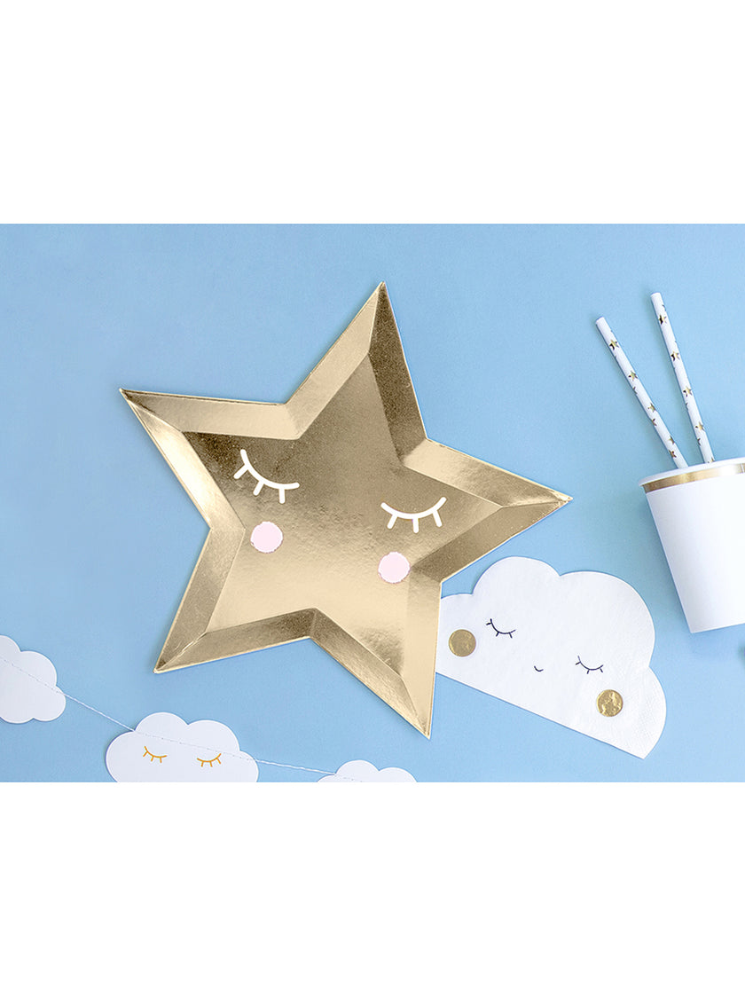 Assiettes en forme d'étoiles avec cils et blush - Little Star