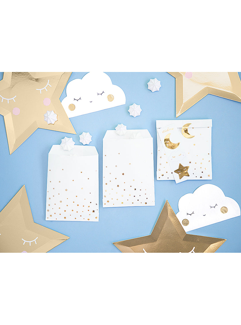6 sacs à bonbons avec étoiles et lunes - Golden Sky