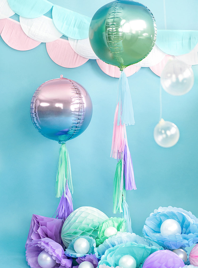 Ballon en forme de boule bleu et violet iridescent - Iridescent Mermaid