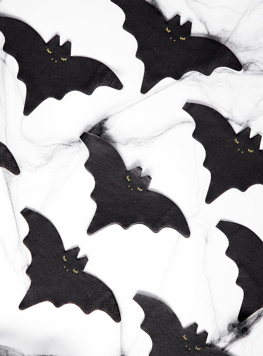 20 Serviettes en papier cocktail chauve-souris (16 cm)