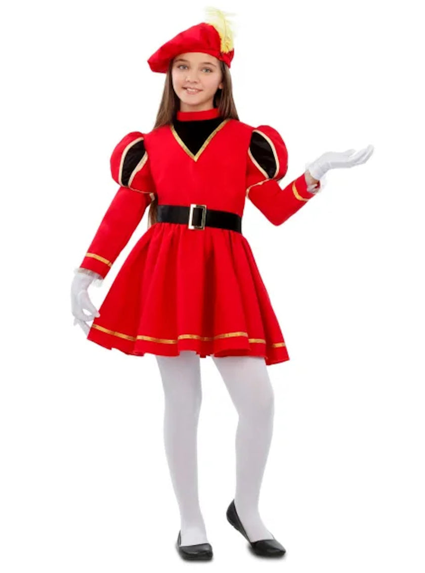 Déguisement page royal rouge fille
