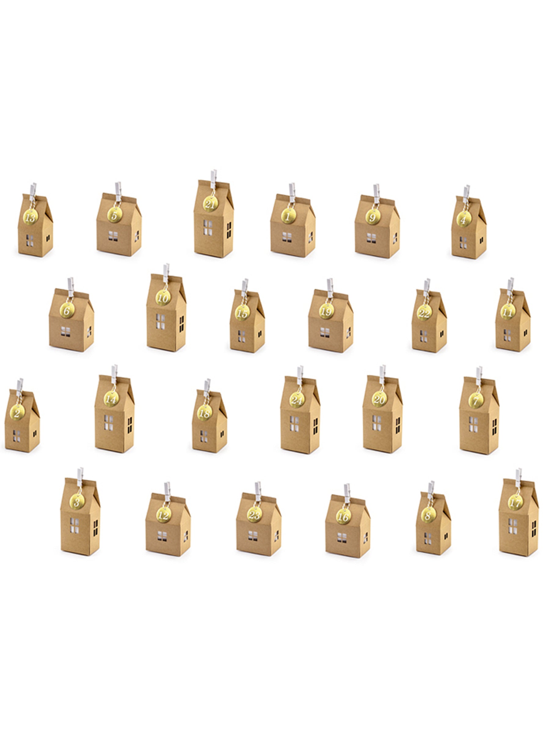 Calendrier de l'Avent en forme de maisons