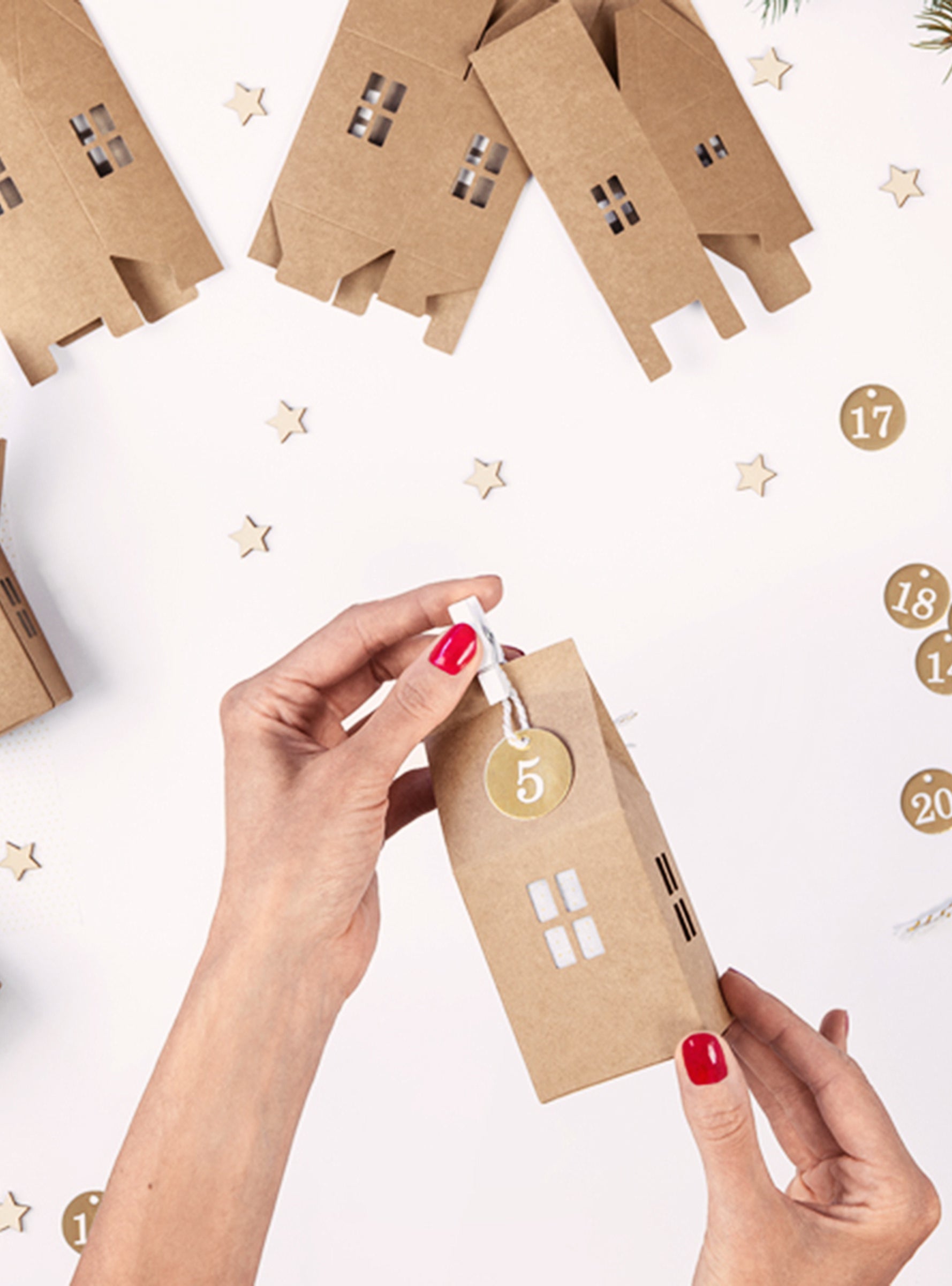 Calendrier de l'Avent en forme de maisons