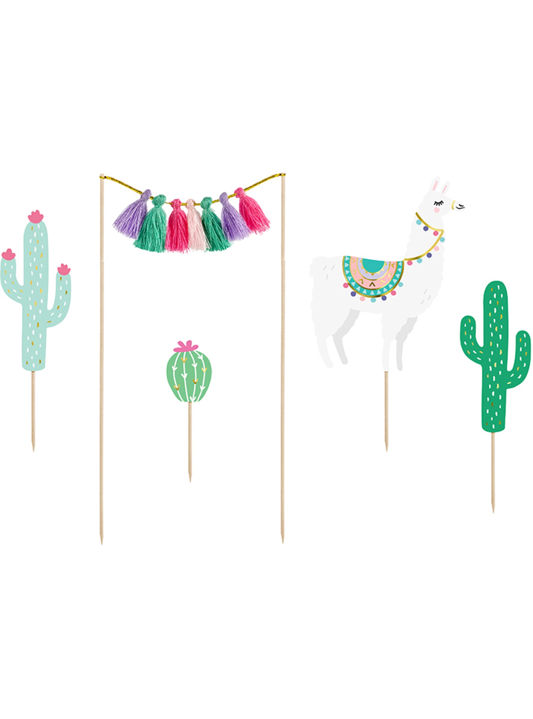 5 décorations pour gateaux Lama - Llama Party