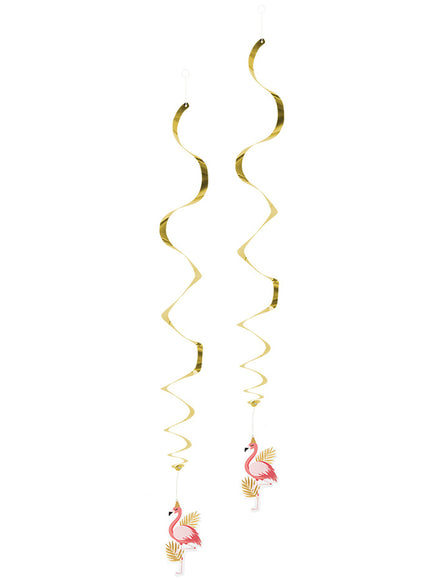 Décoration à suspendre flamants roses et doré - Flamingo Party