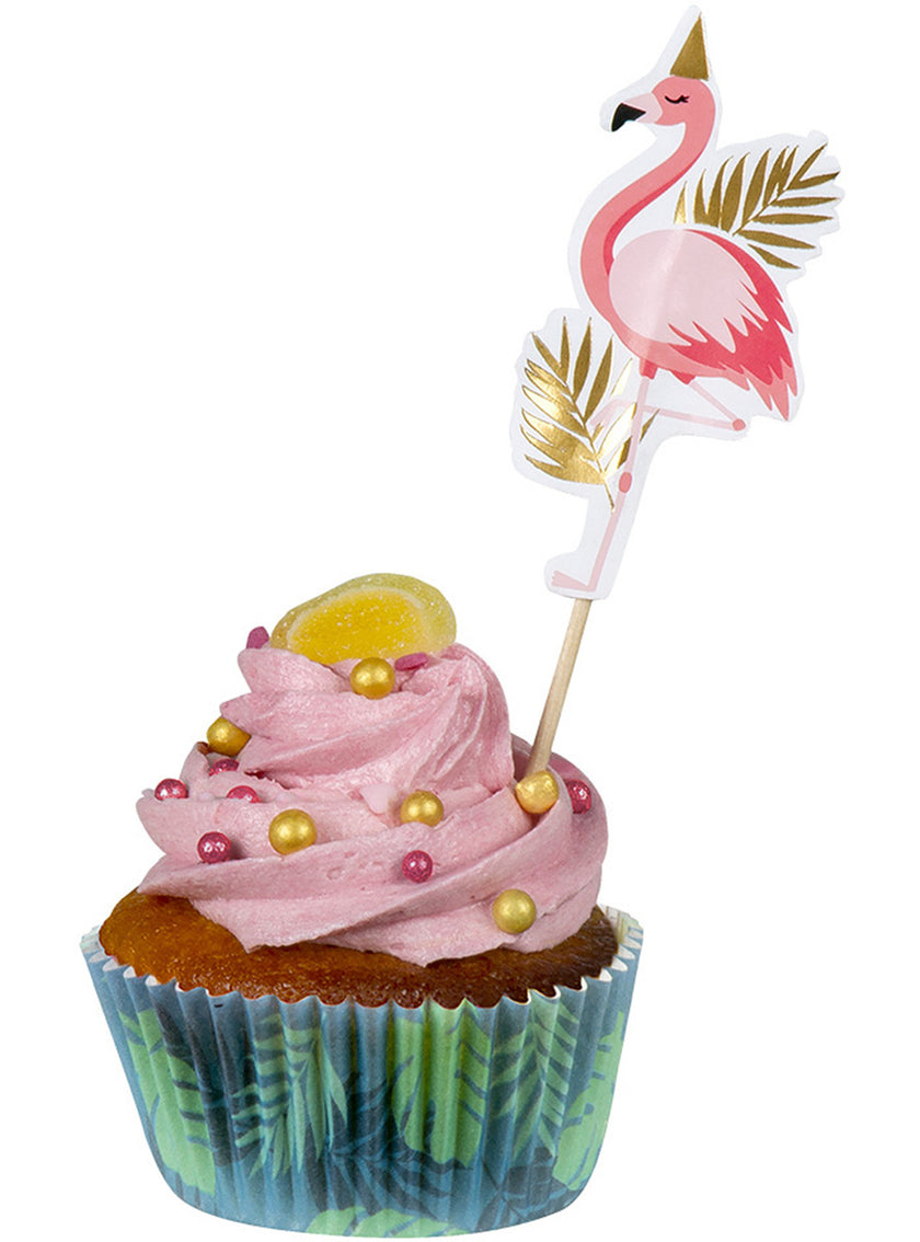 50 moules à cupcakes feuilles de palmier - Flamingo Party