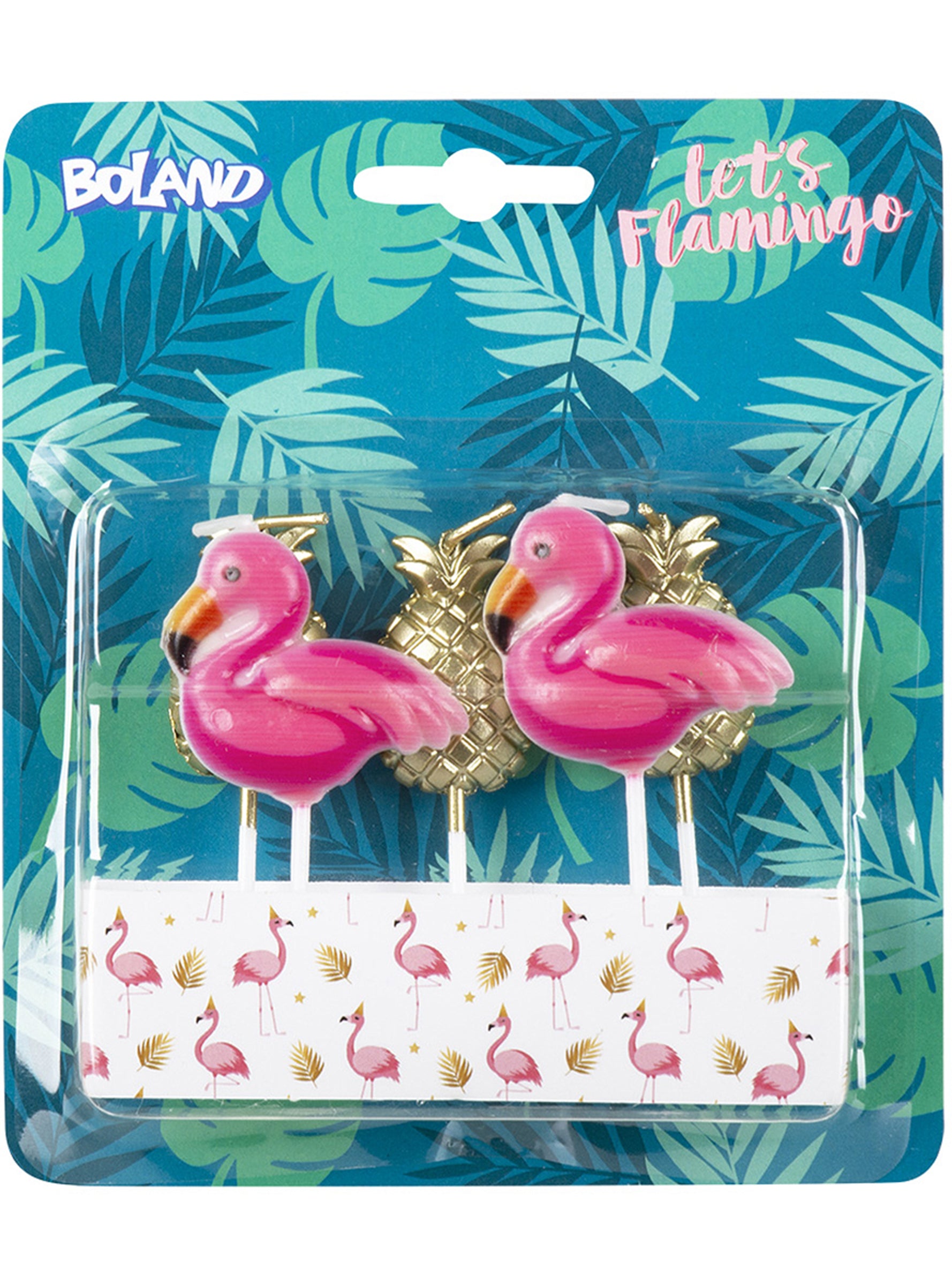 5 bougies en forme de flamant rose et ananas - Flamingo Party