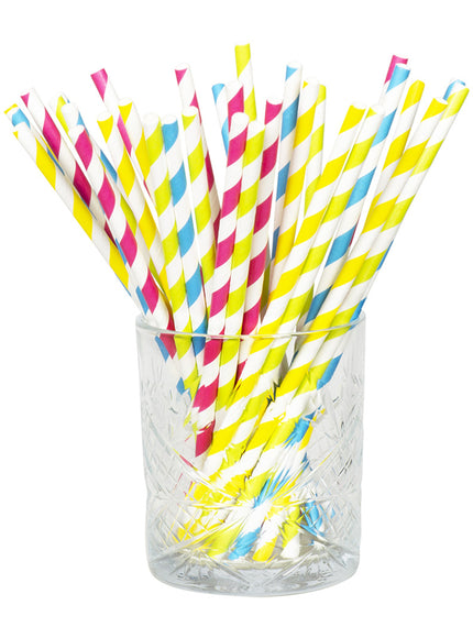 20 pailles à rayures couleurs variés
