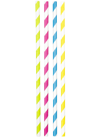 20 pailles à rayures couleurs variés