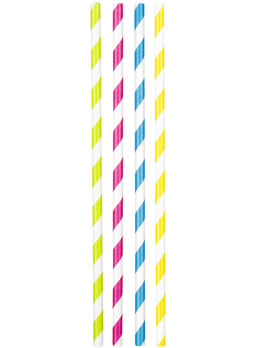 20 pailles à rayures couleurs variés