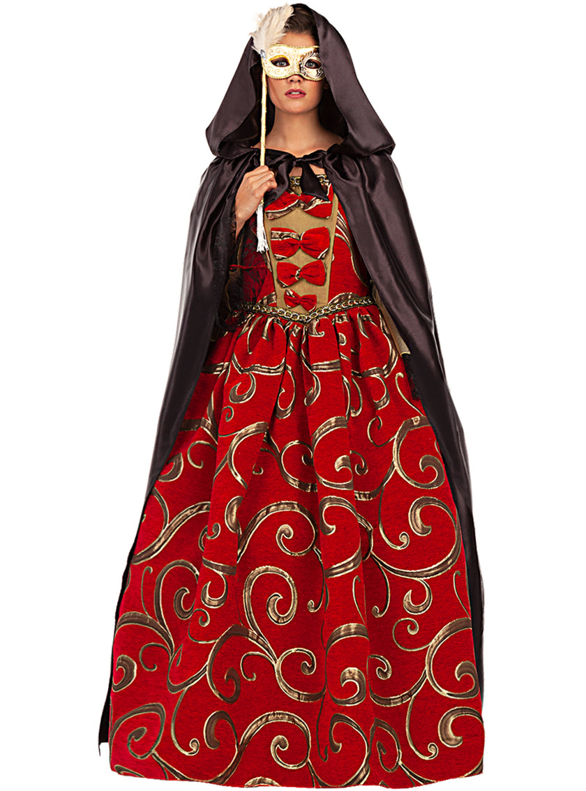 Cape noire en satin à capuche