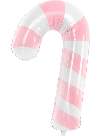 Ballon canne à sucre rose et blanc (74 cm)
