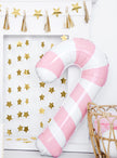 Ballon canne à sucre rose et blanc (74 cm)