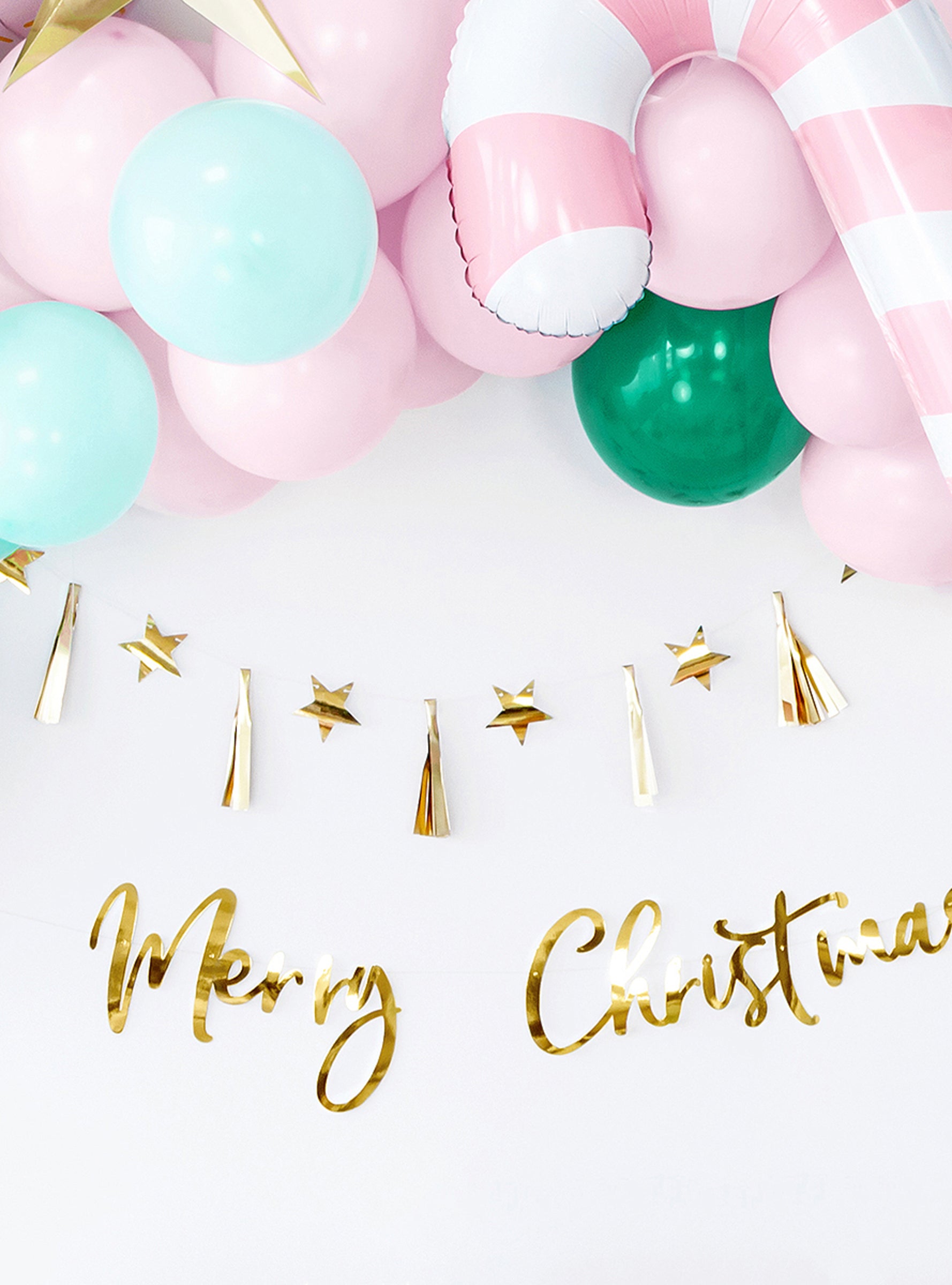 Ballon canne à sucre rose et blanc (74 cm)