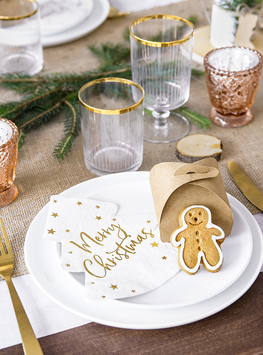 20 Serviettes en papier de noël Merry Christmas en forme de sapin x 16,5 cm)