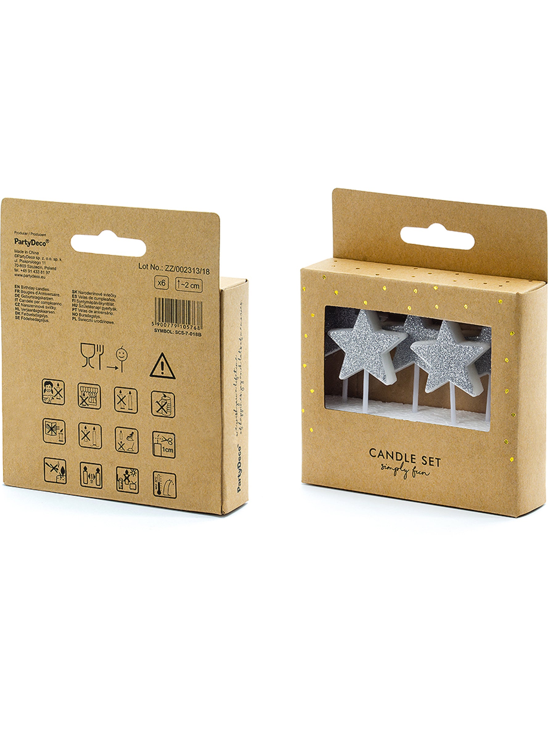 5 bougies étoiles à paillettes argentées