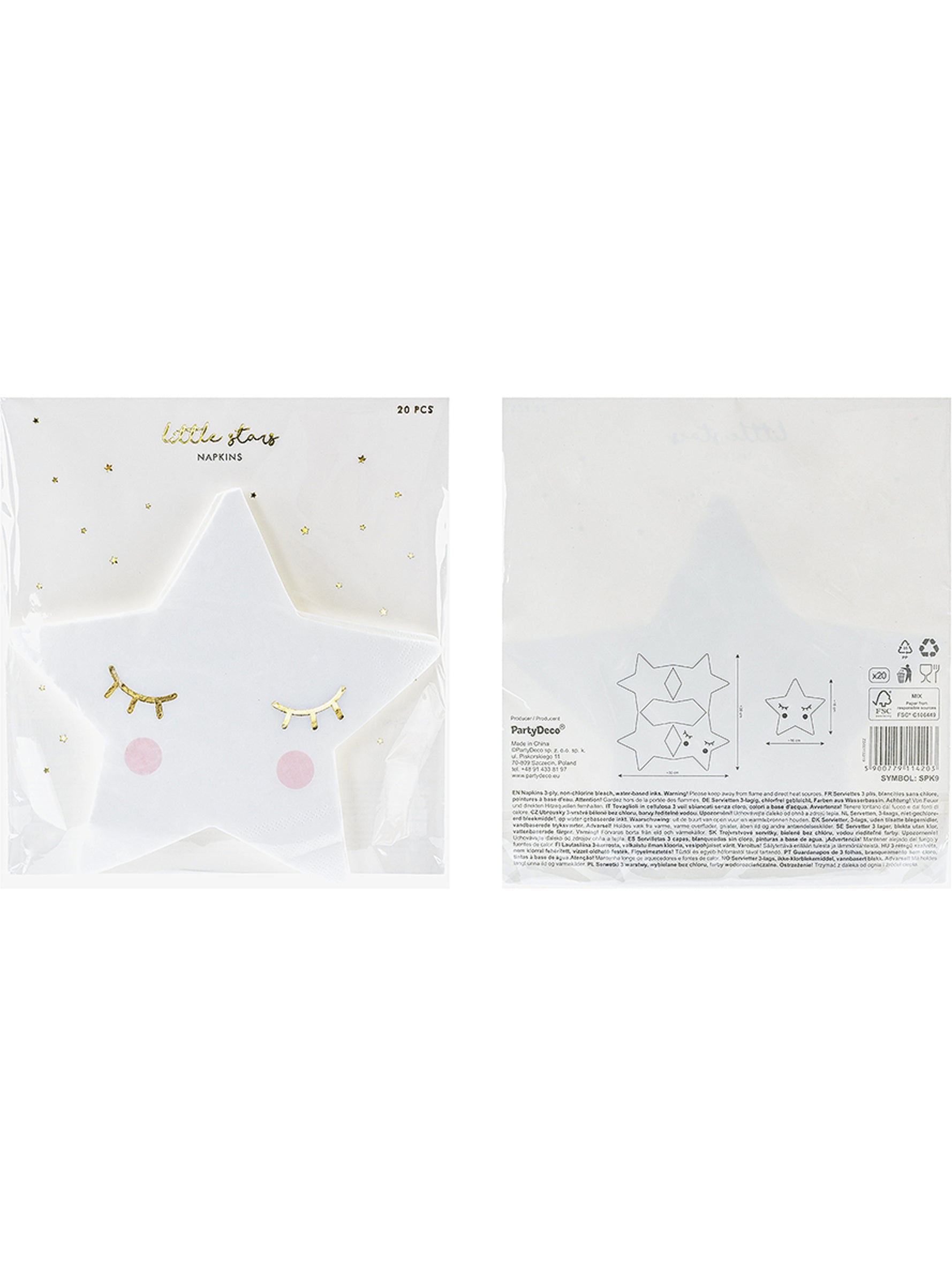 20 Serviettes en papier en forme d'étoile - Unicorn Collection