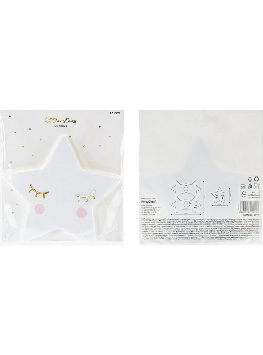 20 Serviettes en papier en forme d'étoile - Unicorn Collection