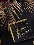 20 serviettes en papier Nouvel An Happy New Year noires et dorées (33 x 33 cm) - New Year's Eve Collection