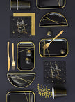 20 serviettes en papier Nouvel An Happy New Year noires et dorées (33 x 33 cm) - New Year's Eve Collection