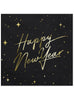 20 serviettes en papier Nouvel An Happy New Year noires et dorées (33 x 33 cm) - New Year's Eve Collection