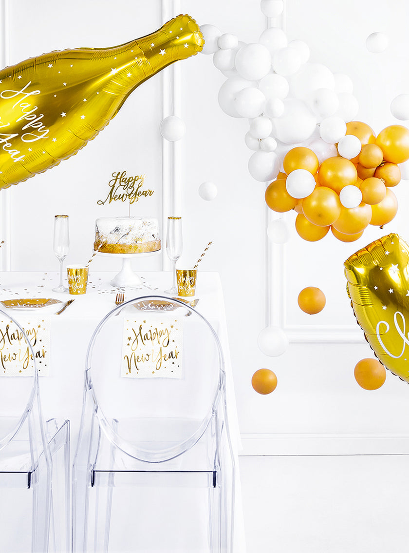 6 assiettes Nouvel An Happy New Year dorées (20 cm) - Jolly New Year