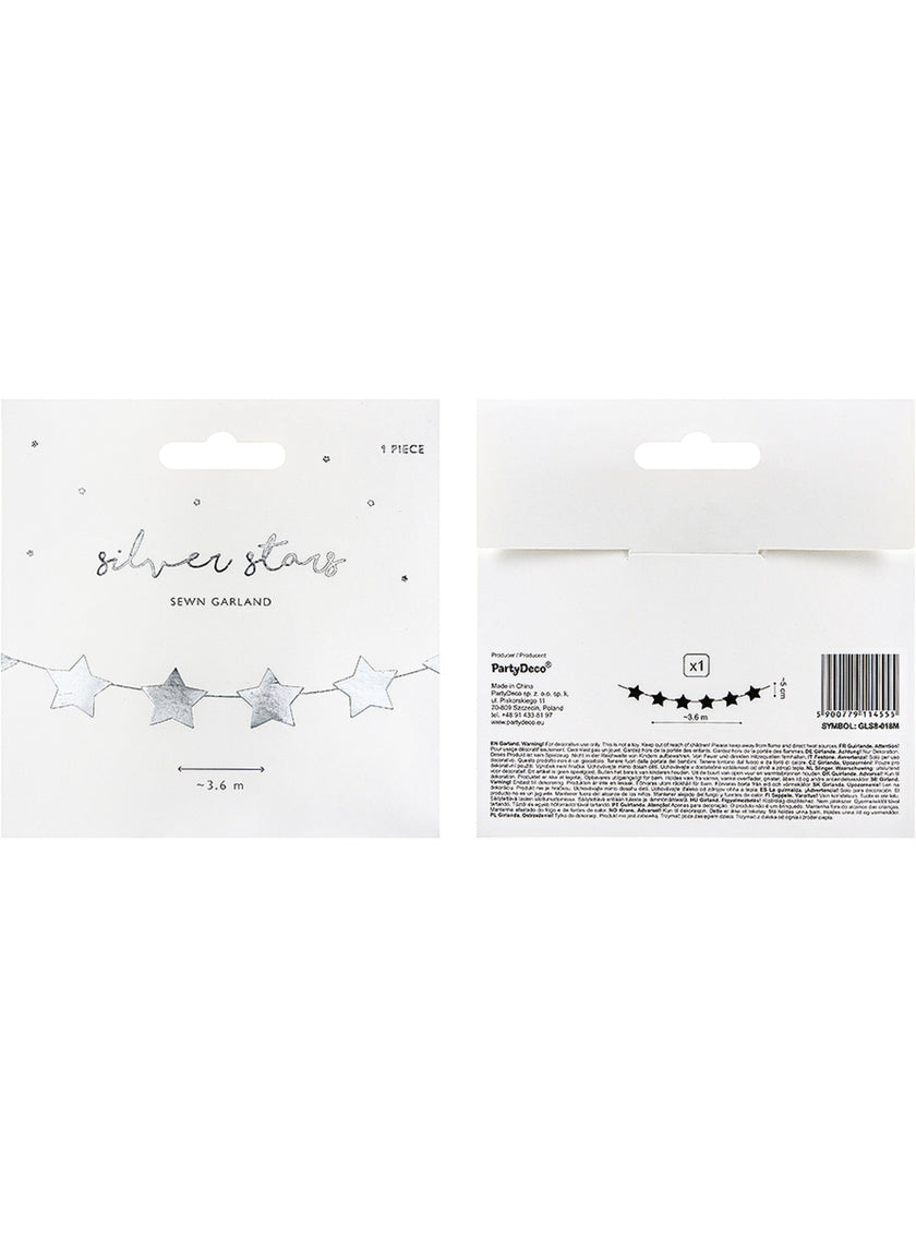 Guirlande étoiles argentées (3,6 m)