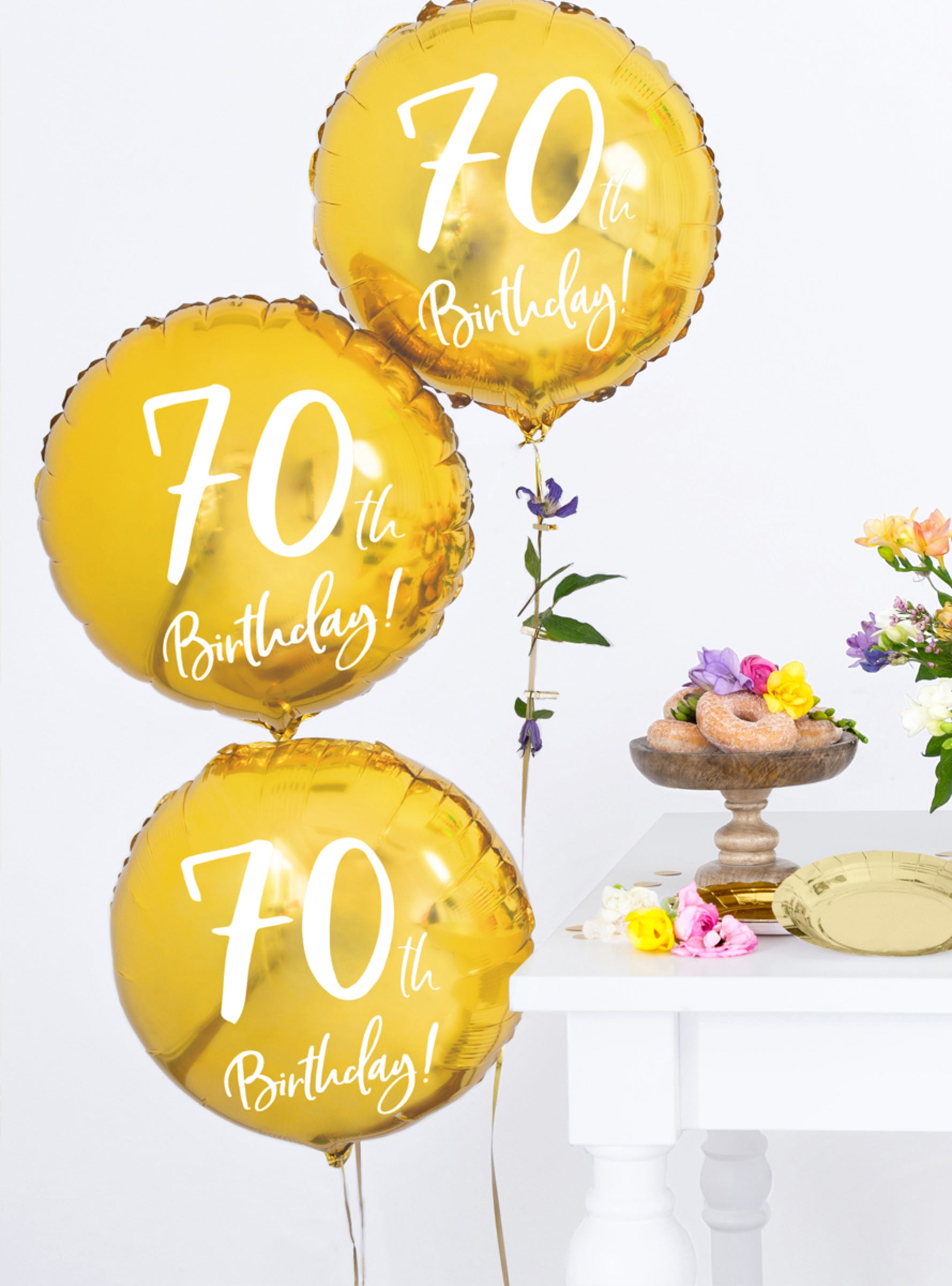 Ballon 70 th Birthday doré (45 cm)