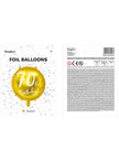 Ballon 70 th Birthday doré (45 cm)