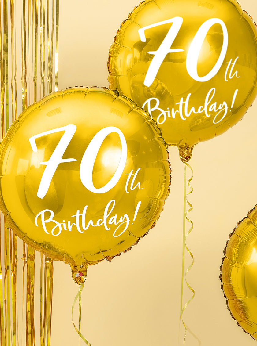 Ballon 70 th Birthday doré (45 cm)
