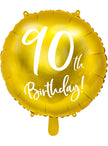 Ballon 90 th Birthday doré (45 cm)