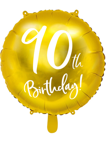Ballon 90 th Birthday doré (45 cm)
