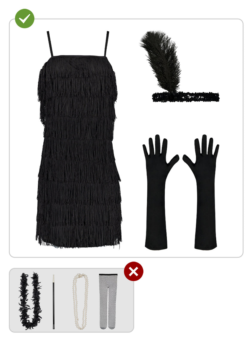 Déguisement charleston noir années 20 grande taille