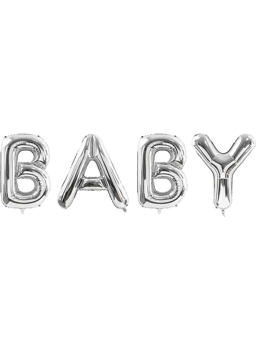 Ballon Baby argent en alu (86 cm) - Baby Shower Collection