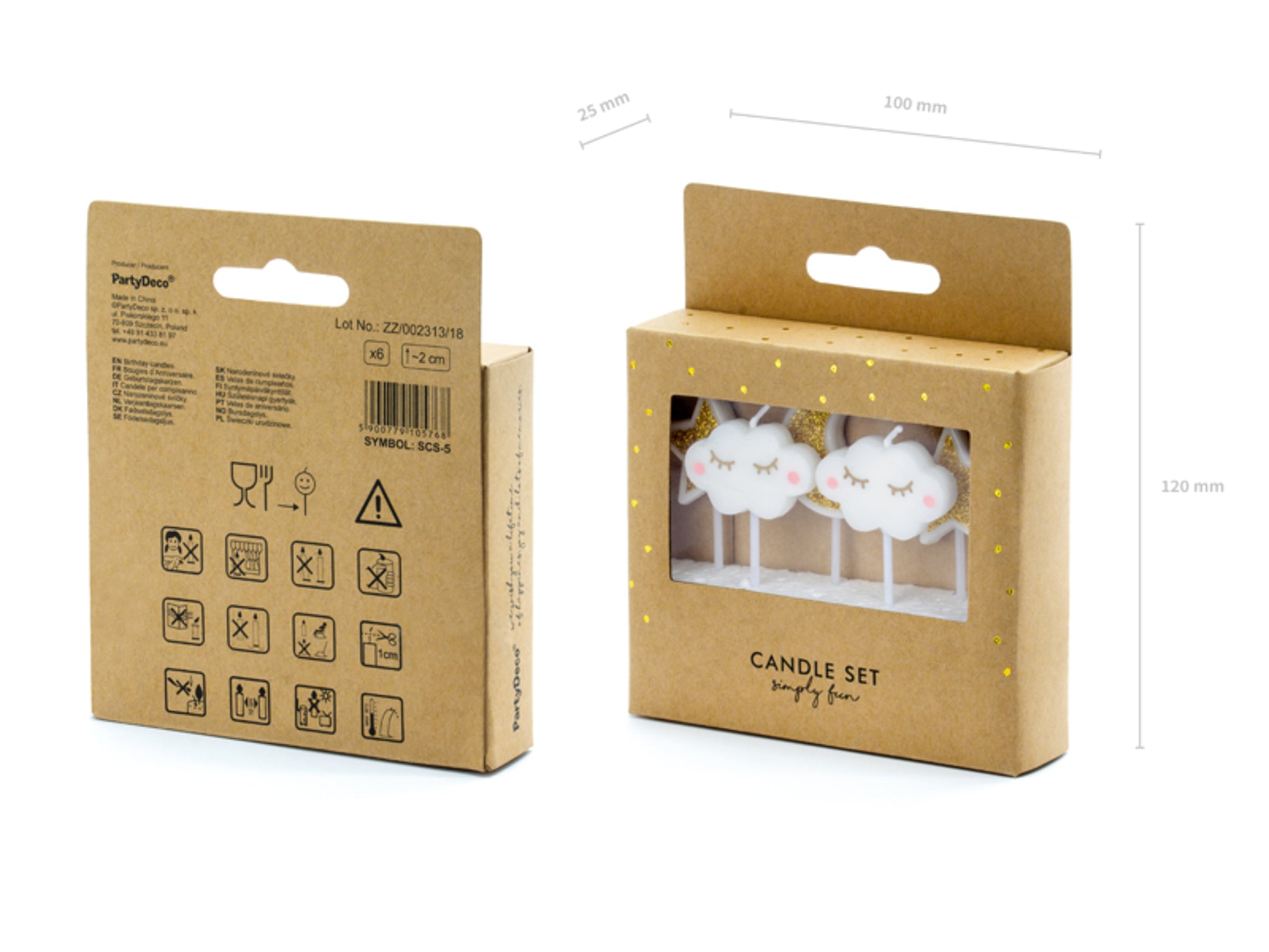 5 bougies nuages et étoiles (2-3 cm) - Little Star