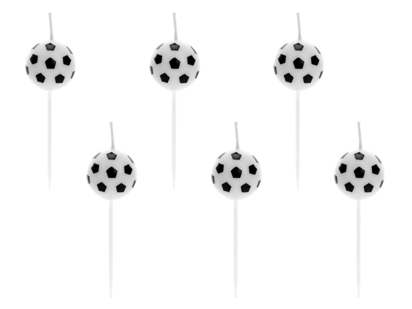 6 bougies ballons de foot (2,5 cm) - Football Party