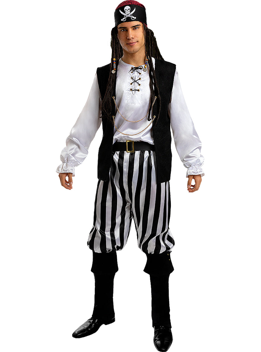Déguisement pirate à rayures homme - Collection Blanc et Noir