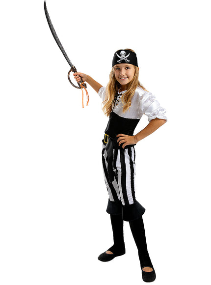 Déguisement pirate à rayures fille - Collection Blanc et Noir