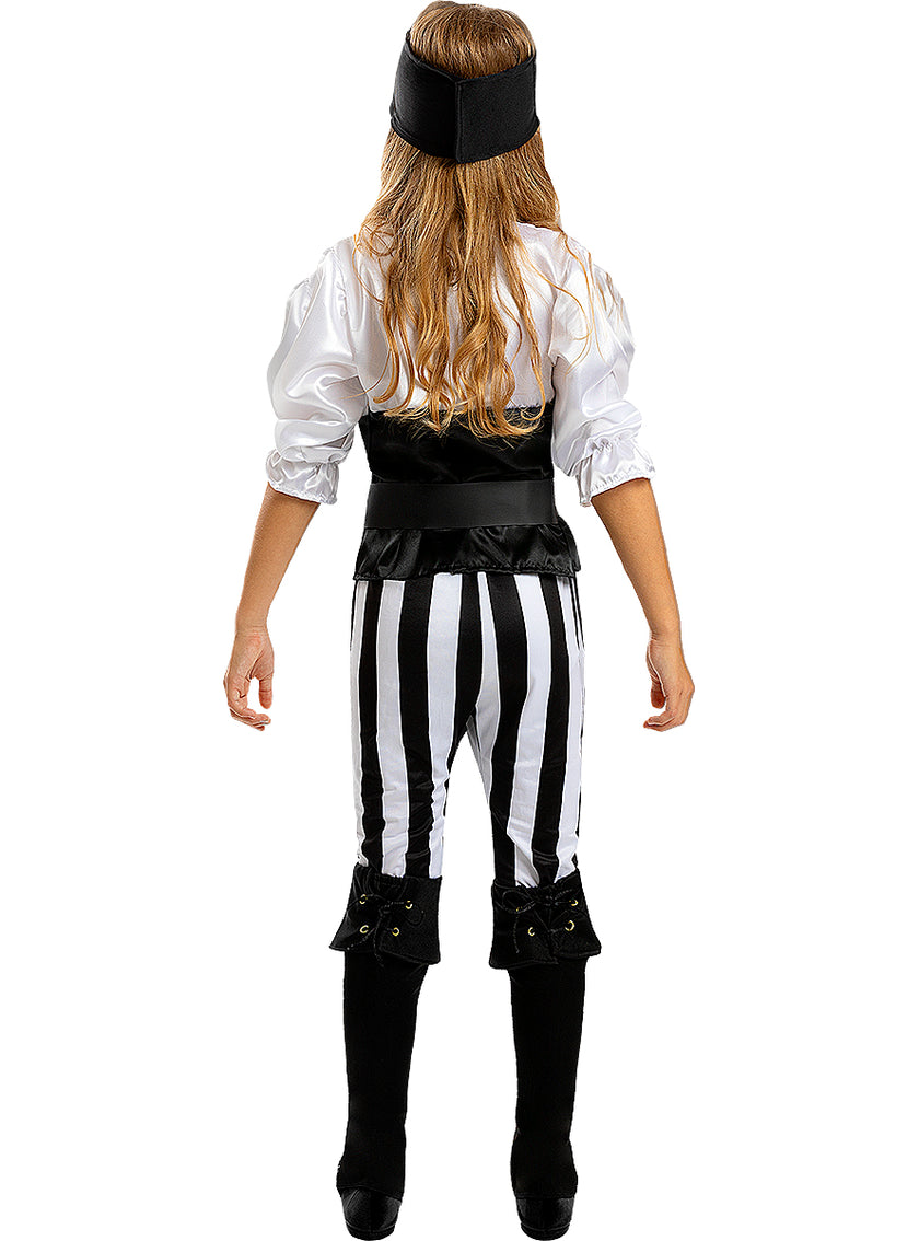 Déguisement pirate à rayures fille - Collection Blanc et Noir
