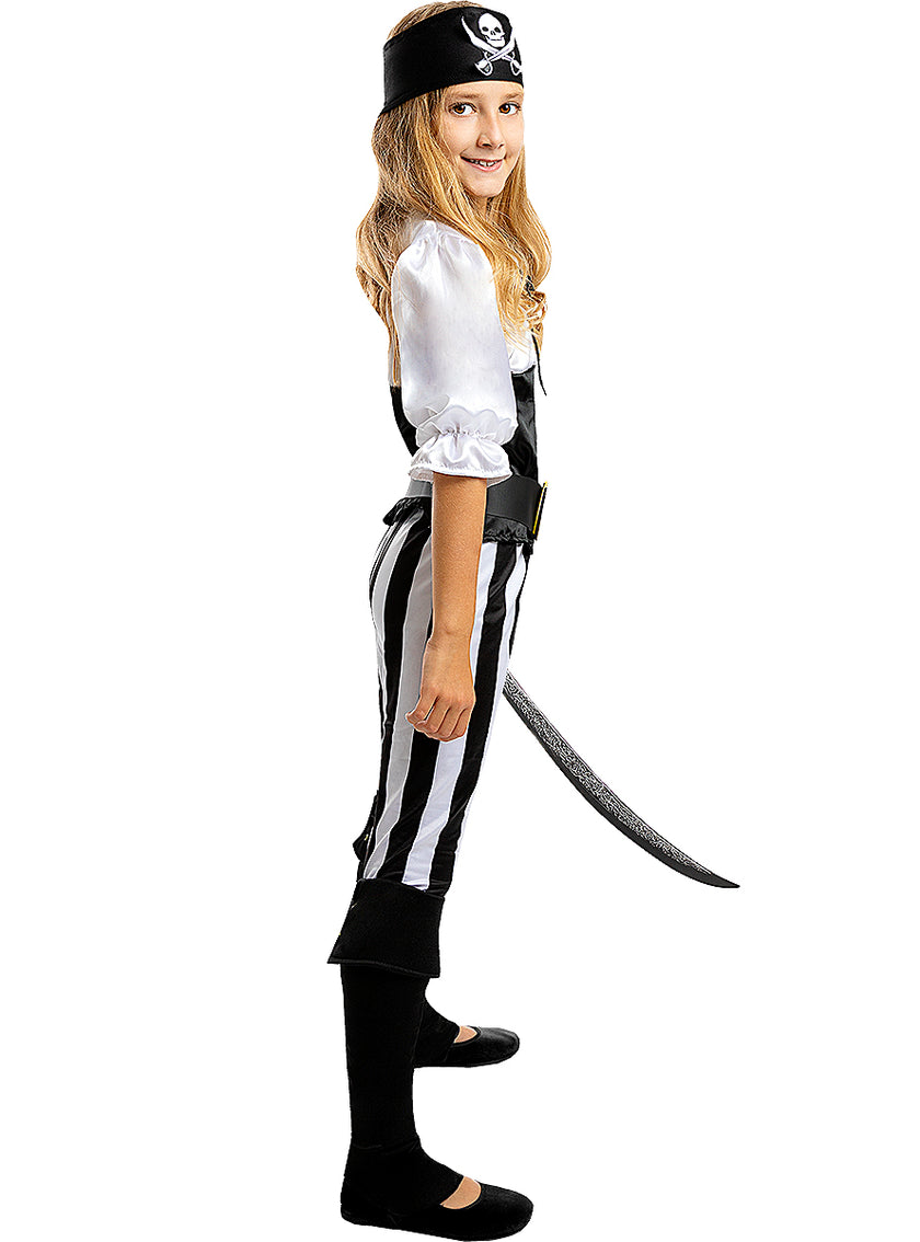 Déguisement pirate à rayures fille - Collection Blanc et Noir