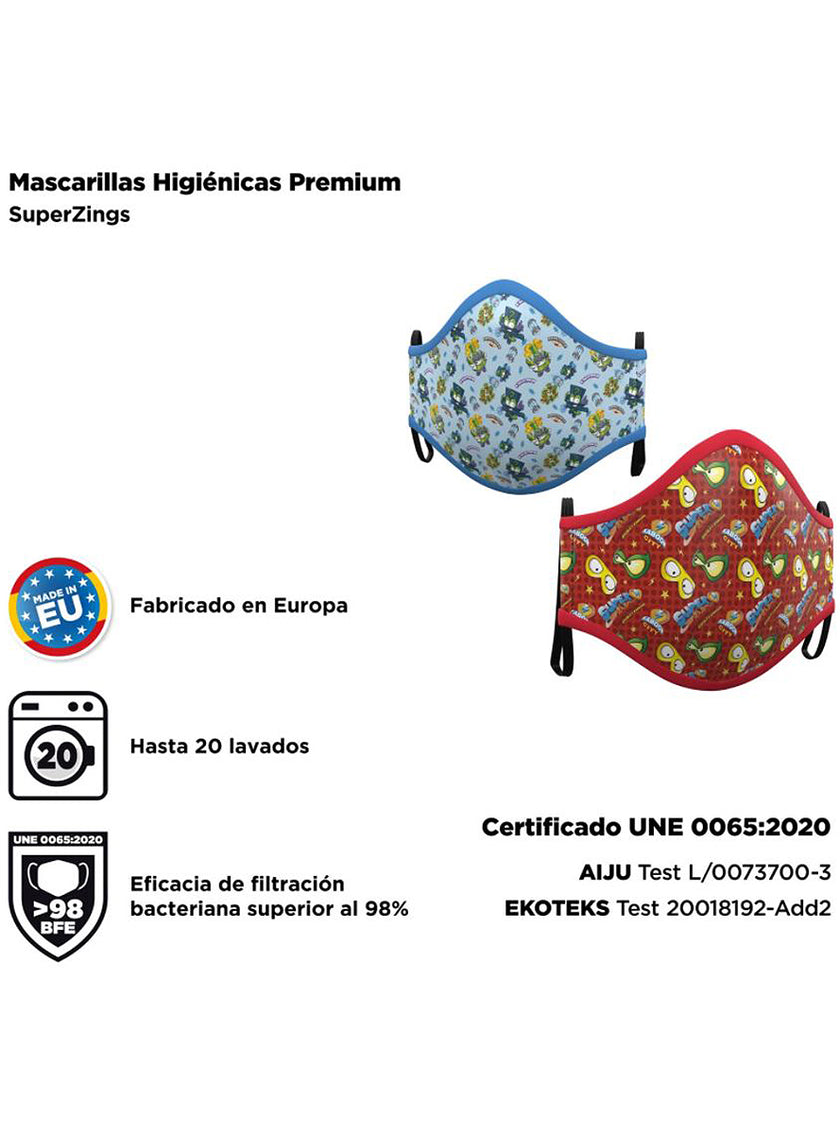 Masque Super Zings enfant bleu et rouge (2 unités)