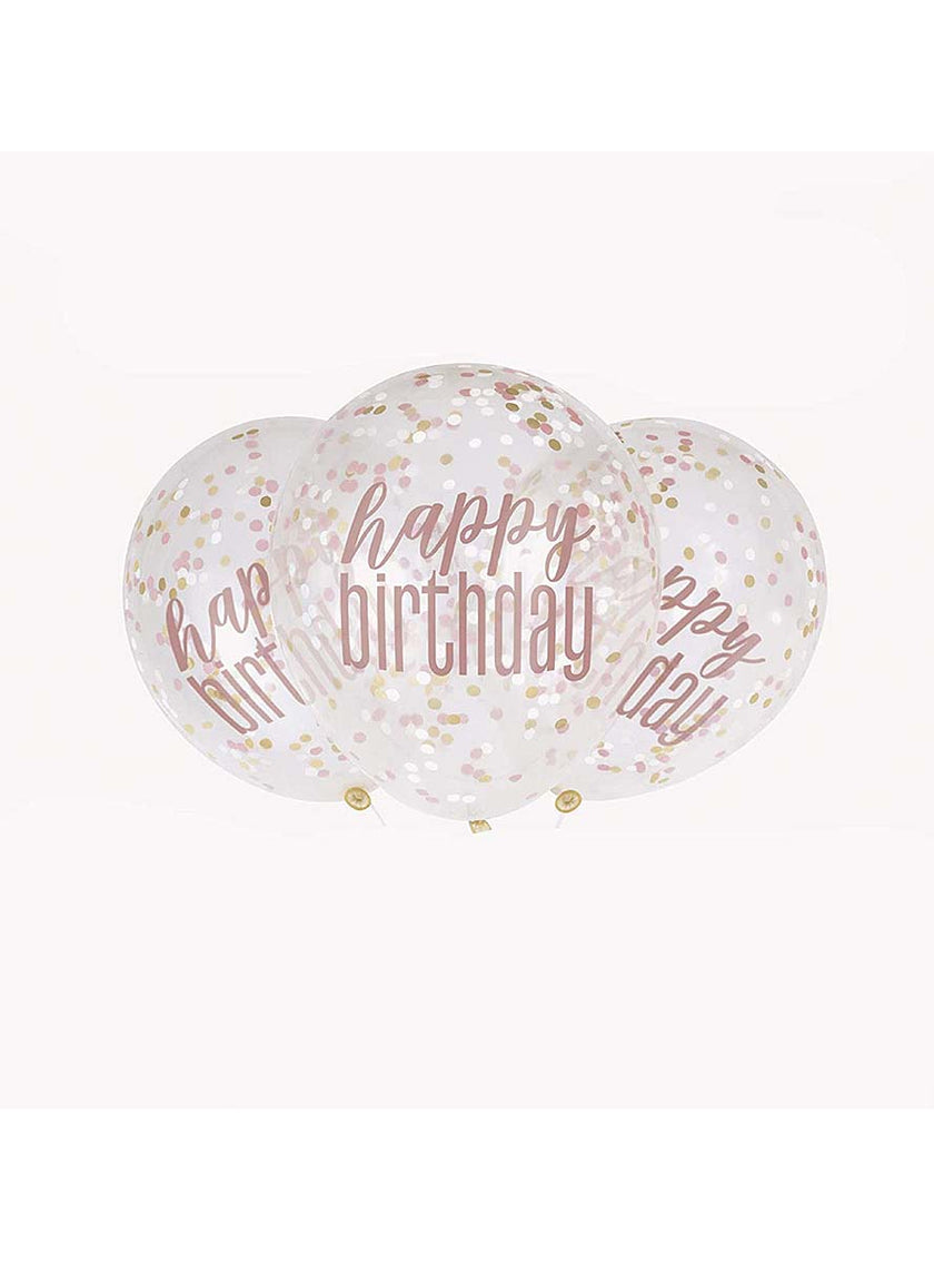 6 ballons avec confettis rose gold 