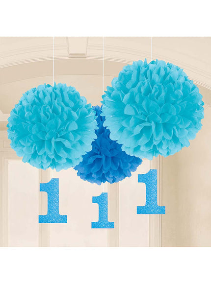 Décoration suspendue bleue premier anniversaire