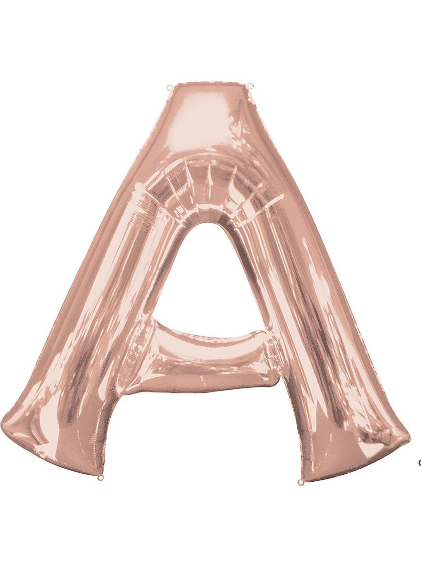 Ballon aluminium lettre A doré rose (86 cm)