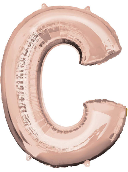 Ballon aluminium lettre C doré rose (81 cm)