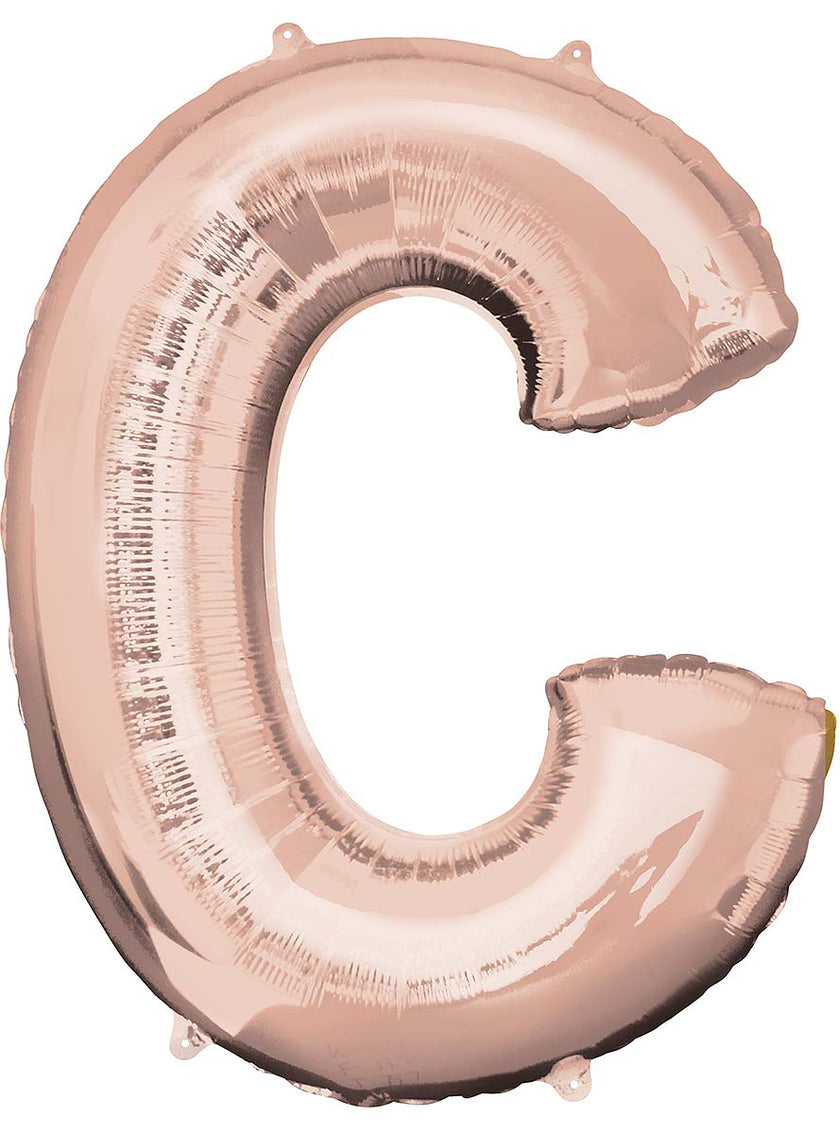 Ballon aluminium lettre C doré rose (81 cm)
