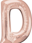 Ballon aluminium lettre D doré rose (83 cm)
