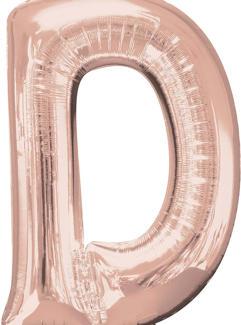 Ballon aluminium lettre D doré rose (83 cm)