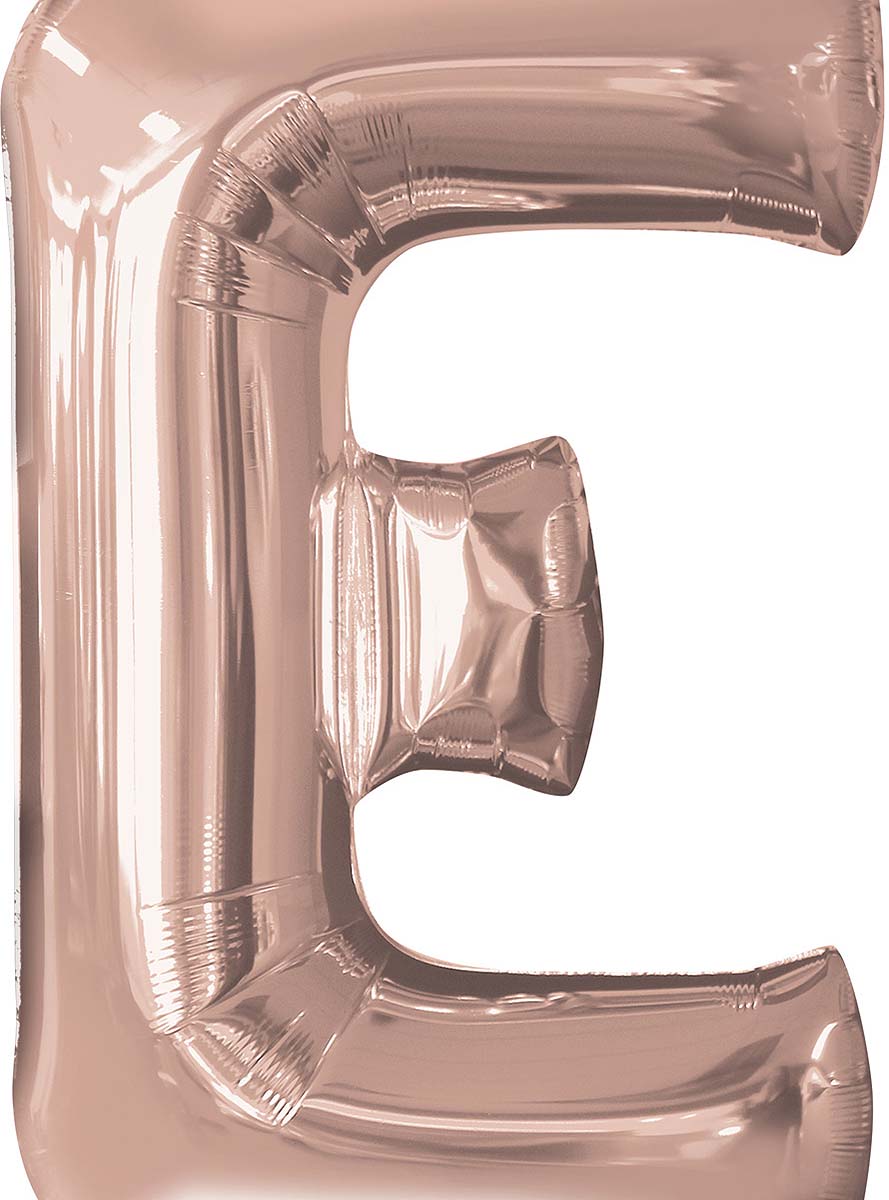 Ballon aluminium lettre E doré rose (81 cm)