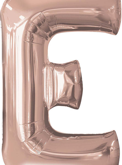 Ballon aluminium lettre E doré rose (81 cm)